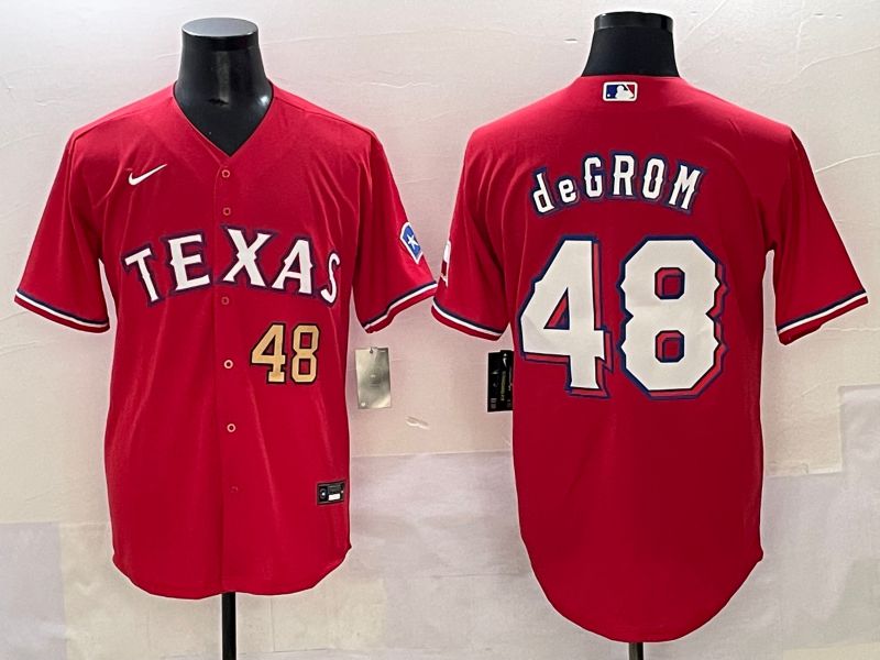 Men 2025 Texas Rangers #48 Degrom Red Game Nike MLB Jersey style 7